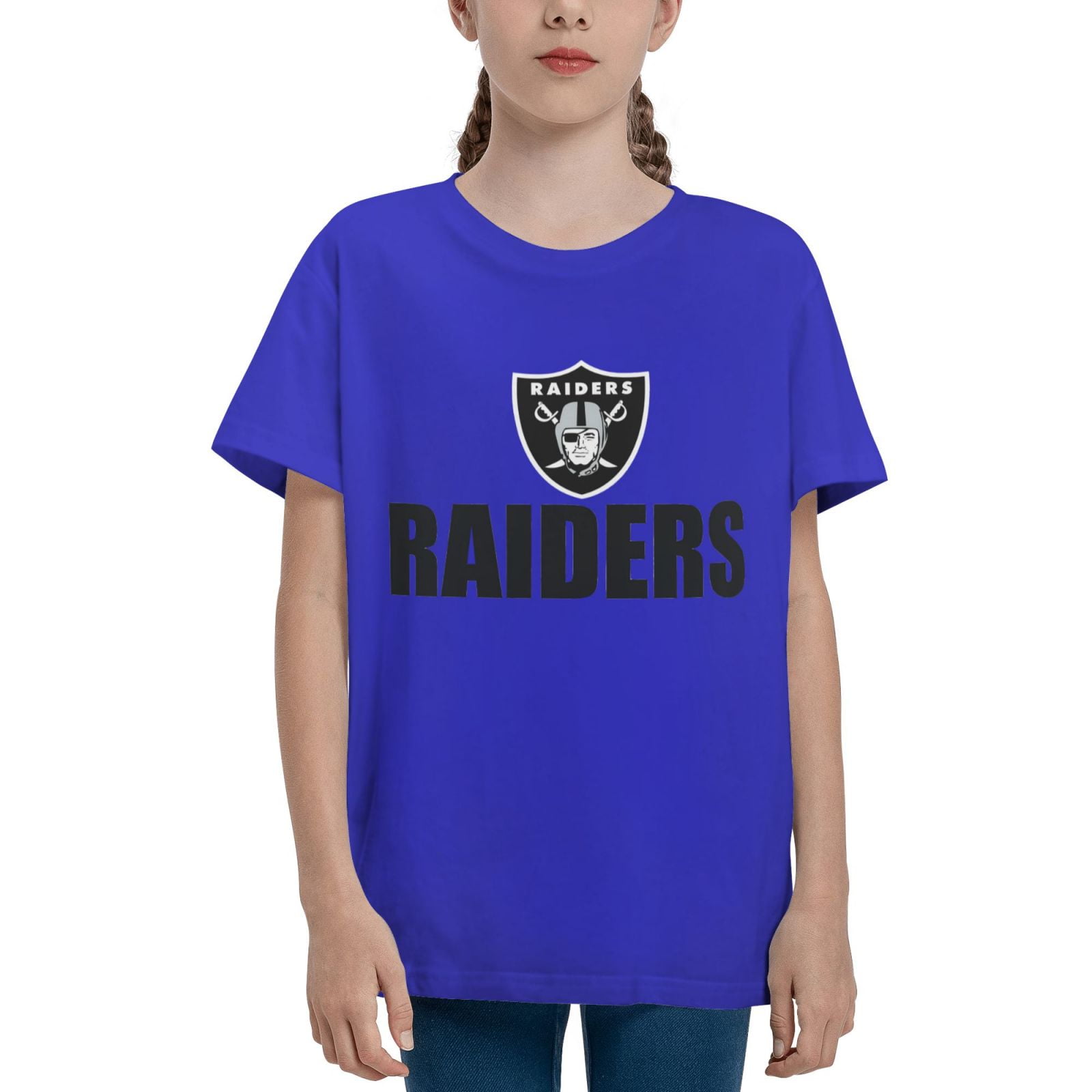Raiders Kids Short Sleeve Fan Shirt for Boys and Girls Sports Football Team Logo