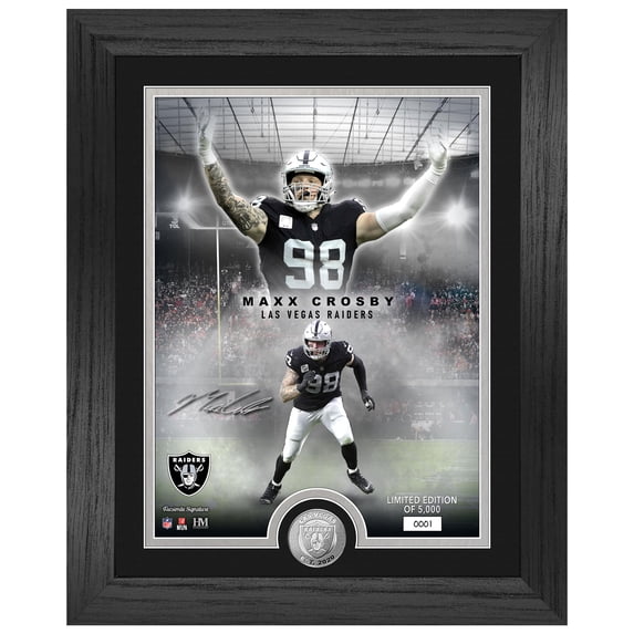 Highland Mint Maxx Crosby Las Vegas Raiders 13'' x 16'' Silver Coin Photo Mint
