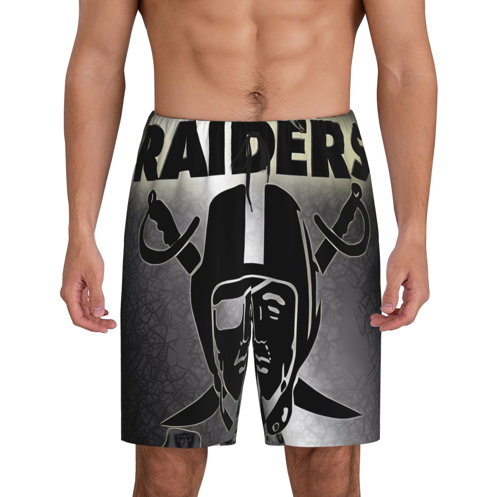 Raiders Men's Short Pajama Pants Sports Short Football Team Logo Sleeve 