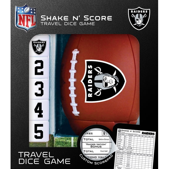 MasterPieces Officially Licensed NFL Las Vegas Raiders Shake N' Score Dice Game for Age 6 and Up
