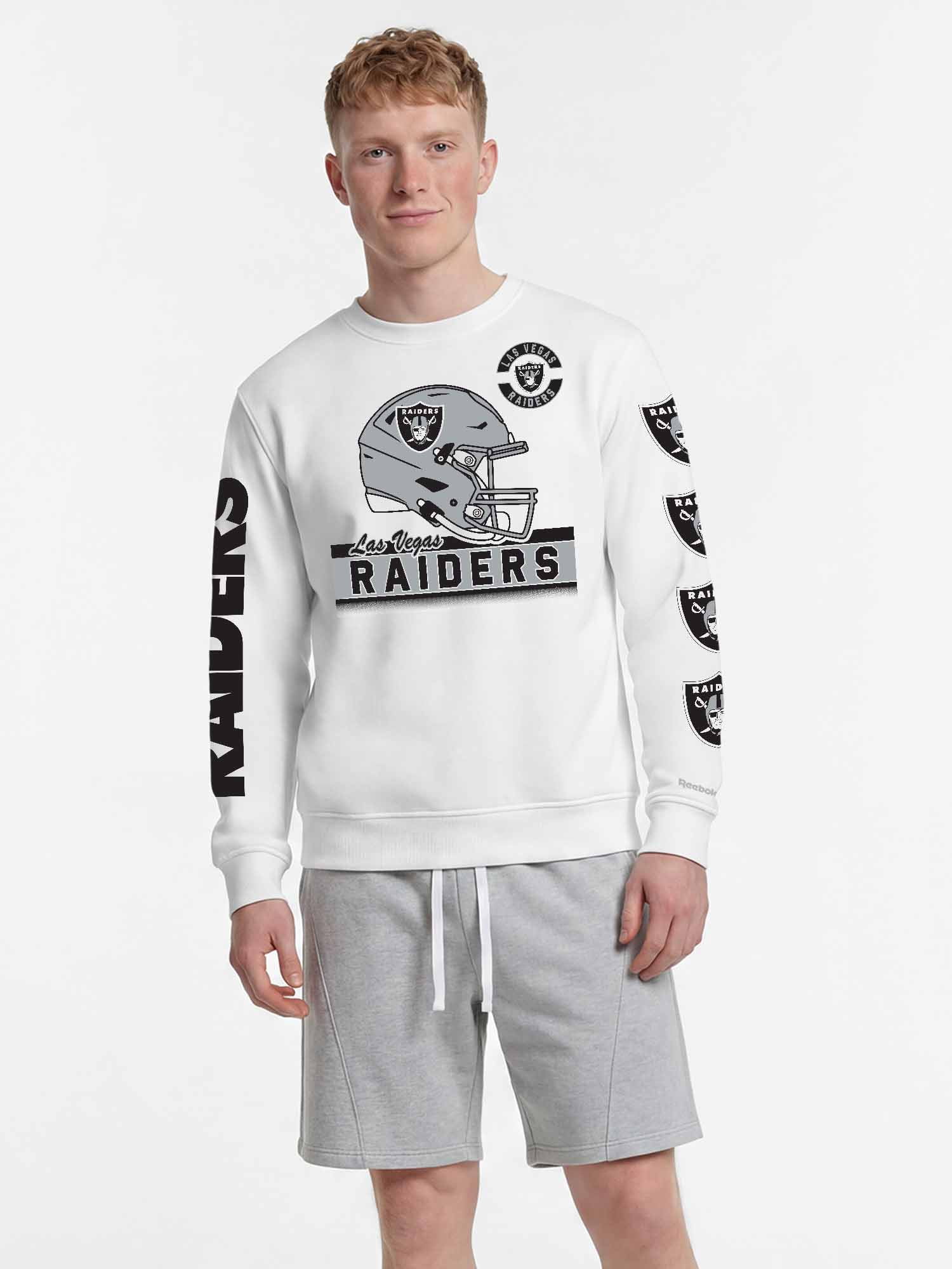 Las Vegas Raiders Reebok Mens White Crew Sweatshirt