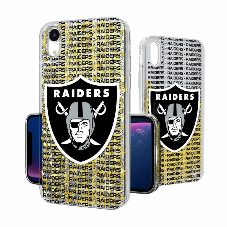 Las Vegas Raiders iPhone Text Backdrop Design Glitter Case 