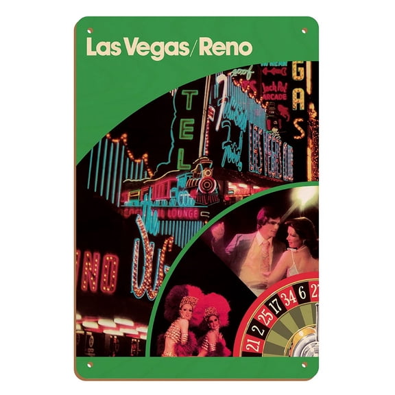 Las Vegas Reno - Nevada - Vintage Airline Travel Poster - 8 x 12 inch Vintage Wood Art Sign