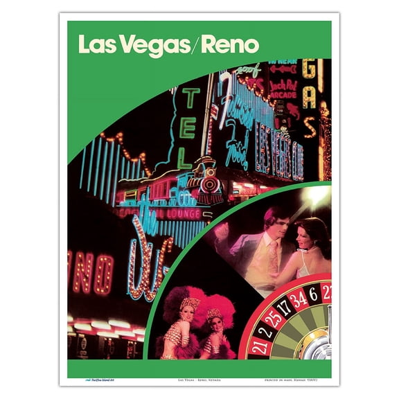 Las Vegas Reno - Nevada - Vintage Airline Travel Poster - Master Art Print (Unframed) 9in x 12in