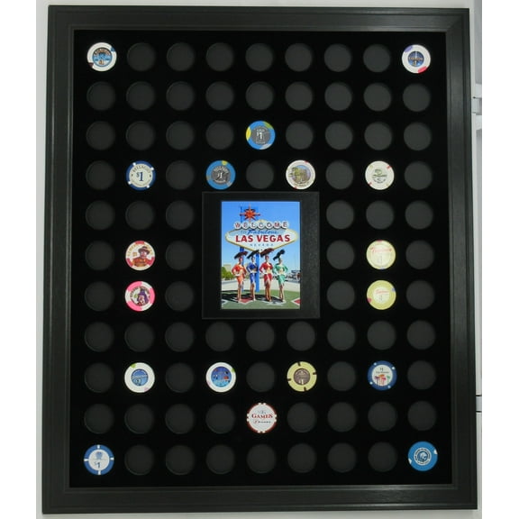 Las Vegas Showgirls and 90 Poker Chips (Not Included) Picture Display Wall Frames Made in the USA