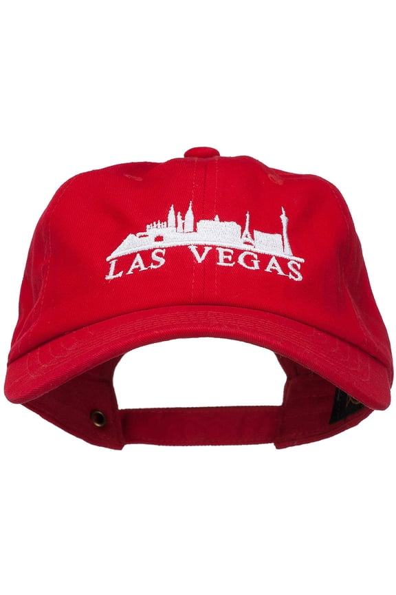 Las Vegas Skyline Embroidered Washed Cap - Red OSFM