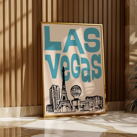 Las Vegas Skyline Mid-Century Modern Travel Travel Wall Art Poster , Poster Print Only
