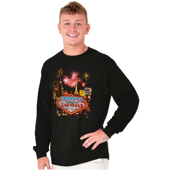 Las Vegas Strip Casino Fireworks Long Sleeve TShirt Men Women Brisco Brands S