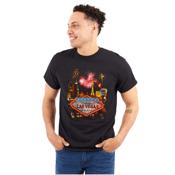 Las Vegas Strip Casino Fireworks Men's Graphic T Shirt Tees Brisco Brands X