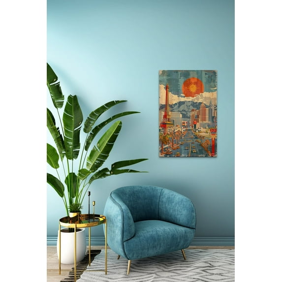 Las Vegas Strip Mid Century Modern Wall Art Wall Art, Modern Wall Decor, 24x36 UNFRAMED