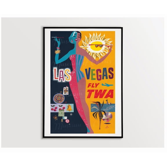 Las Vegas Twa Travel Poster 1950S Mid Century Art Home Decor Office Wall Art