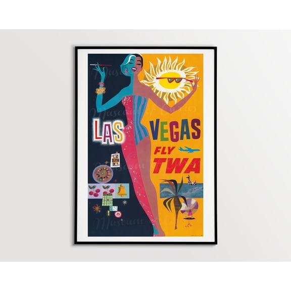 Las Vegas Twa Travel Poster: 1950s Mid-century ArtVintage Style, Poster Only