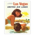 thumbnail image 1 of Las Vegas USA - United Air Lines - Vintage Airline Travel Poster by Stan Galli - Fine Art Matte Paper Print (Unframed) 16x20in, 1 of 4