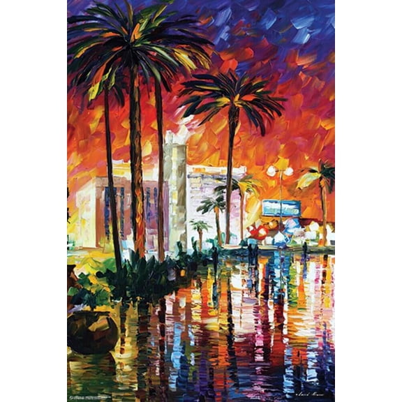 Las Vegas by Leonid Afremov Poster 24.5" x 36.5" Laminated