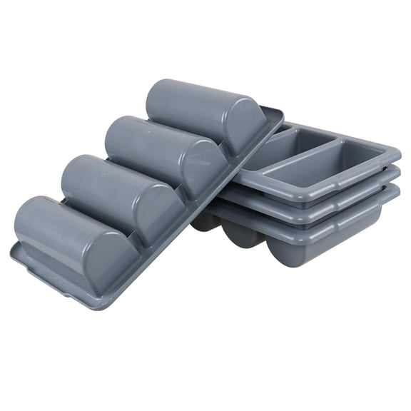 Lasbily 4-Pack Commercial 4-Compartment Plastic Cutlery Box, Plastic Silverware Bin for Restaurant, Gray