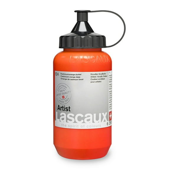 Lascaux Artist Acrylic, 390ml Tube, Cadmium Orange Deep