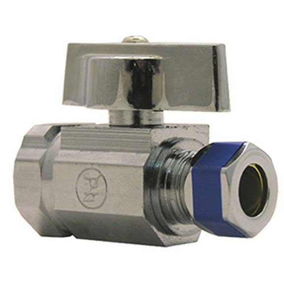 LASCO 06-9273 Straight Stop Quarter Turn Ball Valves, 1/2-Inch Iron Pipe Inlet X 3/8-Inch