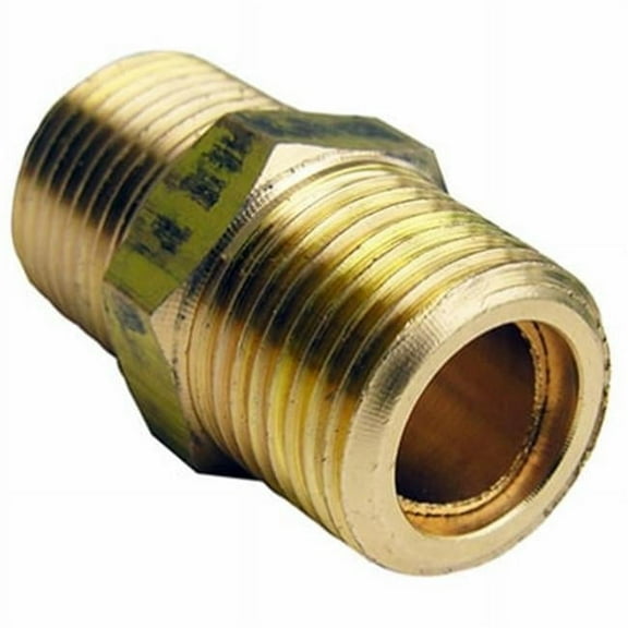 Melnor Brass Hex Nipple - 3/8 In. MPT x 3/8 In. MPT, Gold