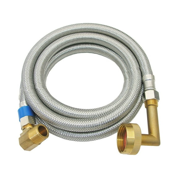 Lasco Fittings Dishwasher Supply Line 72 Inch Inlet Hose - Metal, 2 Elbow Fittings - Pack of 1