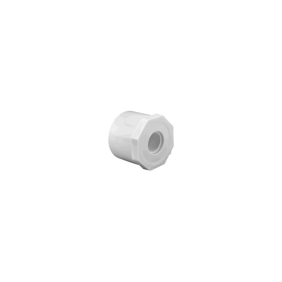 Lasco 438131BC 438131 Reducer Bushing, 1 x 3/4 in, Spigot x FPT, PVC, White, SCH 40 Schedule, 270 psi Pressure