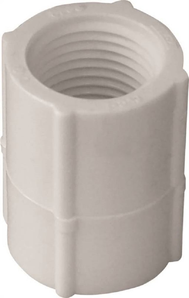 Lasco Fittings Coupling,PVC,1/2 in,FNPT,SCH 40,White 430005BC