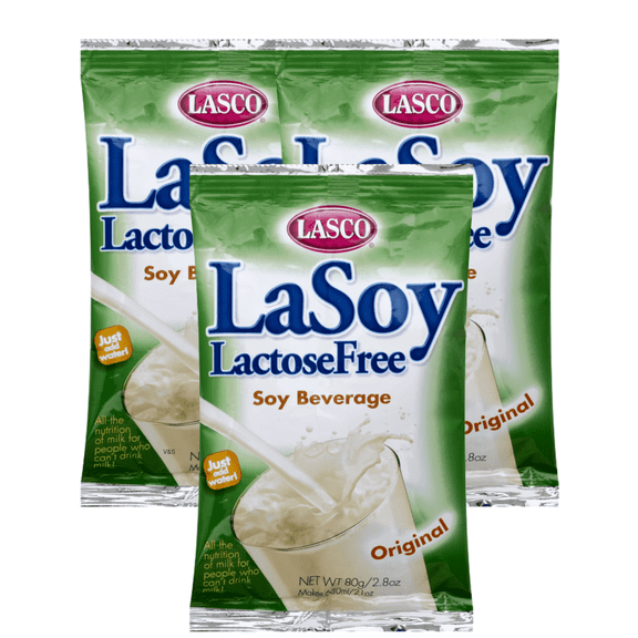 Lasco Lasoy Original Soy Beverage Mix, Lactose Free, 2.8 oz (80 g), Pack of 3
