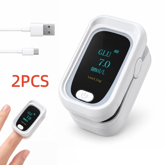 LaseLocks 2pc Rechargeable Blood Glucose Monitor, OLED Display Home Health Monitoring Device