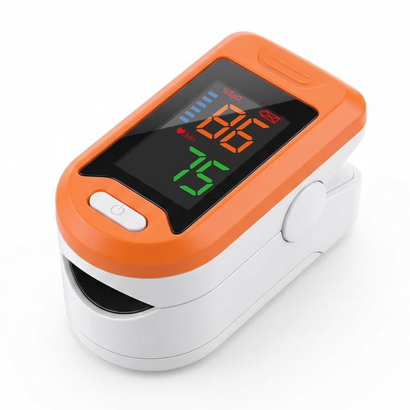 LaseLocks Fingertip Pulse Oximeter, Blood Oxygen Saturation Monitor with Large Digital Display, Dry Battery Operated (Batteries Not Included)-Orange