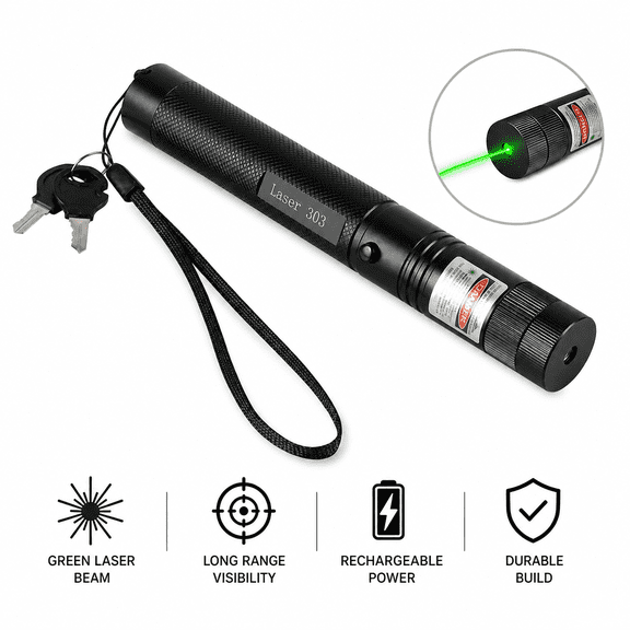 Laser 303 Green Laser Pointerhandheld Beam Pen for Presentations with Battery and Charger