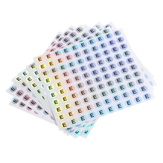 Laser Capital Letter Stickers, Alphabet E Round Self-Adhesive Reflective Letter Stickers for Inventory, Storage, Organizing,10 Sheets(1000 Stickers)