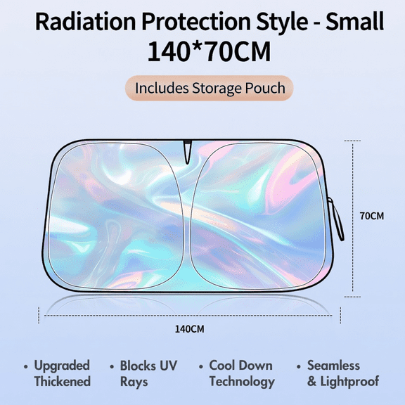 Laser Car Sun Shade, Small 55 x 28 Inch Reflective Windshield Cover Can Block Heat for Compact Sedan