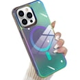thumbnail image 1 of Laser Case Designed for iPhone 14 Pro Max Compatible with Magsafe Fluorescent Iridescent Transparent Phone Case for Women Men Soft TPU Bumper Hard Back Shockproof Protective Cover-Clear/Black, 1 of 6