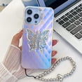 thumbnail image 1 of Laser Case for iPhone 15 Pro Case with Detachable Bracelet, Luxury Plating Butterfly Design with Foldable Kickstand for Women & Girls Electroplated Shockproof Protective Cover, Butterfly-E, 1 of 10