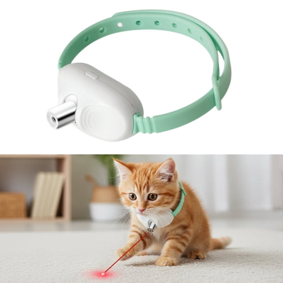 Auto Laser Cat Collar, Hands-Free Interactive Laser Pointer Collar, USB Rechargeable Wearable Cat Exercise Toy, Adjustable Length