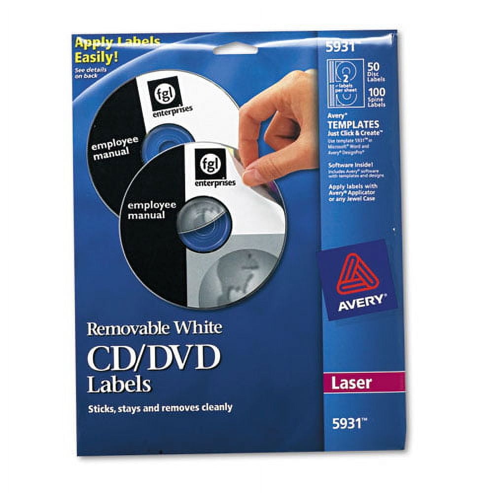 Laser CD Labels, Matte White, 50/Pack Laser CD Labels, Matte White, 50/Pack