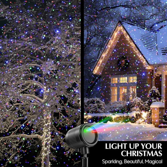 Laser Christmas Projector Lights Outdoor, 3 Color Laser Projector Light, Moving Firefly Lights Show w/Remote & Timer, Waterproof Holiday Christmas Decorations for Garden Yard Party Wedding Home Decor
