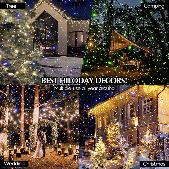 Laser Christmas Projector Lights Outdoor, 3 Color Laser Projector Light, Moving Firefly Lights Show w/Remote & Timer, Waterproof Holiday Christmas Decorations for Garden Yard Party Wedding Home Decor