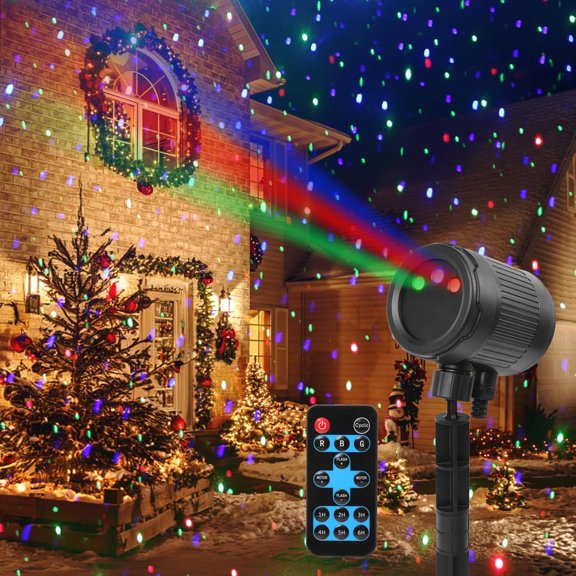 Laser Christmas Projector Lights Outdoor 3-Color (RGB) Wide Coverage Holiday Projector Lights with Timer and Memory Function IP65 Waterproof Suitable for Outdoor Hoe Decorative Lights.