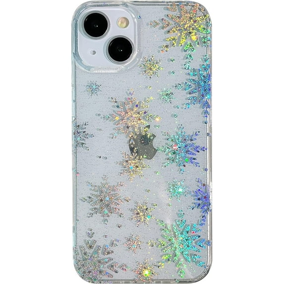 Laser Colorful Glitter Bling Sparkling Snowflake Protection Clear Soft Compatible with iPhone Case (Snow,iPhone 11)