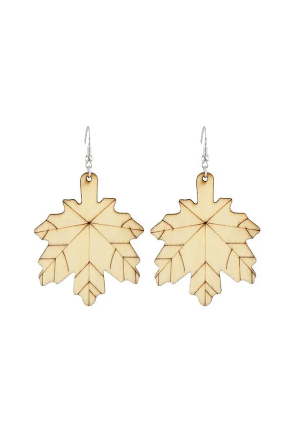 Laser Cut Maple Leaf Wood Earrings for Women Fall Jewelry Accessories