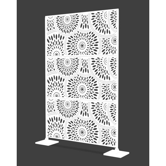 Laser Cut Metal Privacy Panel, Room divider, Privacy Screen, Metal Fencing, White color combo set(4'x6')