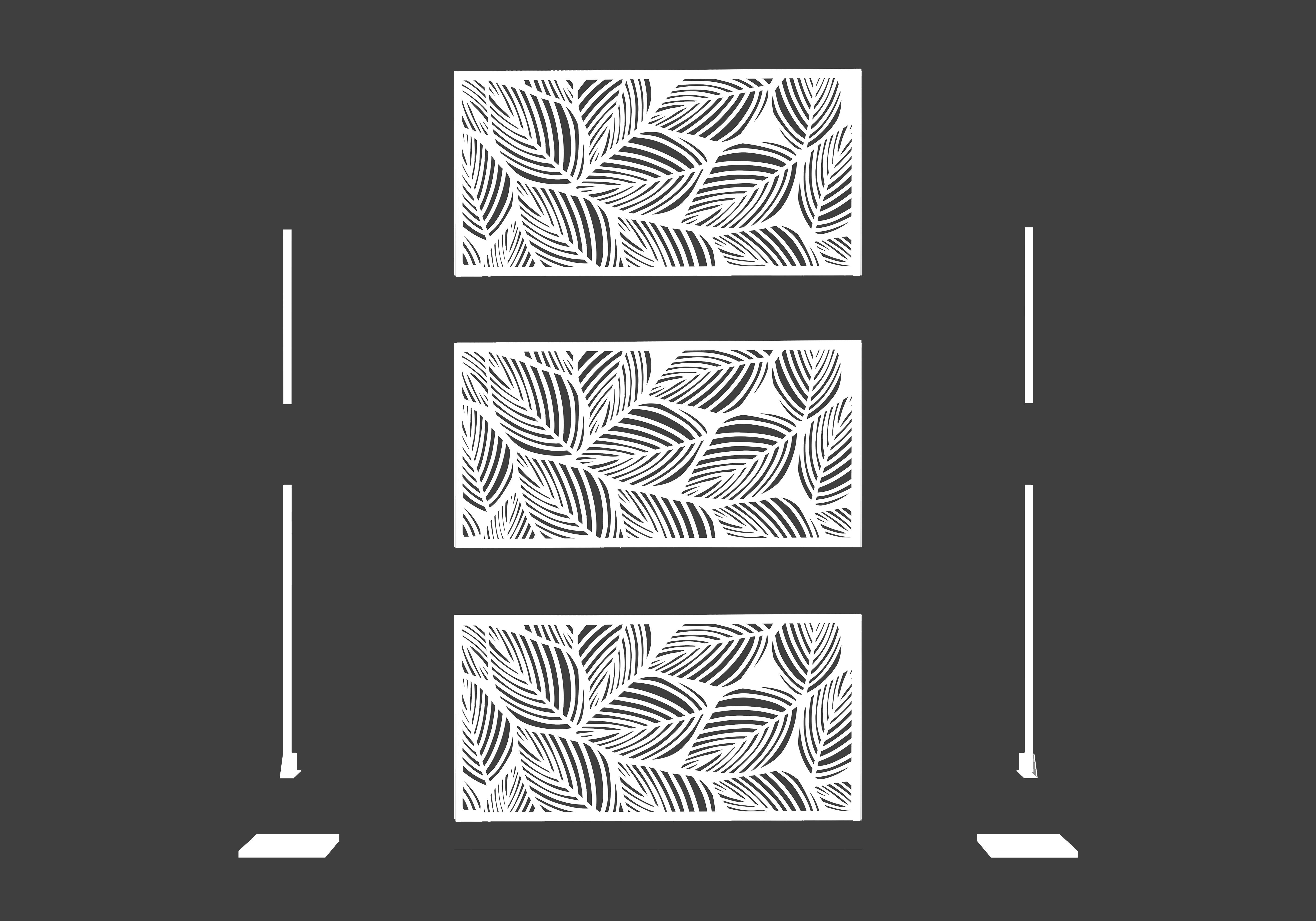 Laser Cut Metal Privacy Panel, Room divider, Privacy Screen, Metal Fencing, White color combo set(4'x6')