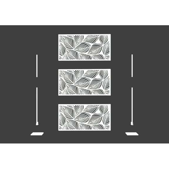 Laser Cut Metal Privacy Panel, Room divider, Privacy Screen, Metal Fencing, White color combo set(4'x6')