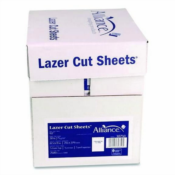Laser Cut Sheets, 92 Bright, Side: 5-Hole Punched, 20 lb Bond Weight, 8.5 x 11, White, 500 Sheets/Re | Bundle of 2