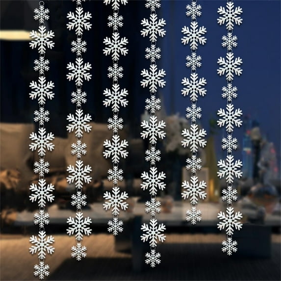 Laser Cut Snowflake Christmas Garland, Reflective Hanging Decor with Metallic Finish, Indoor Christmas Decorations for Home and Party