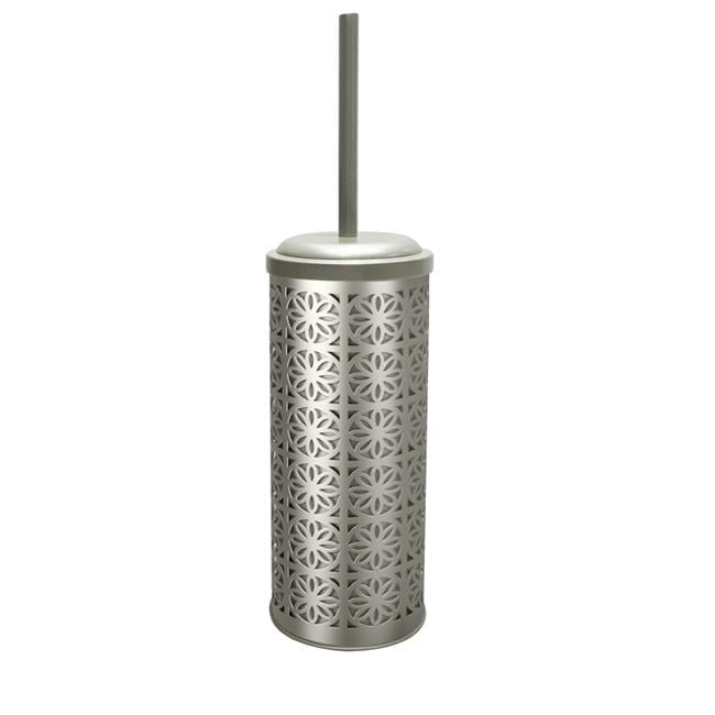 Laser Cut Toilet Brush Holder with Lid, Pewter