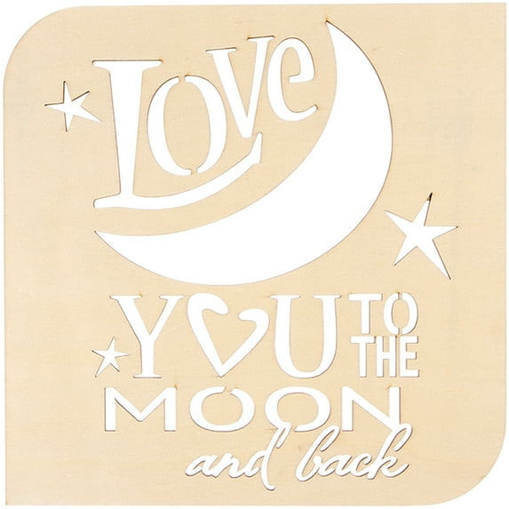 Darice Laser Cut Wood SignModern Square Love You To The Moon 9"x9", Beige