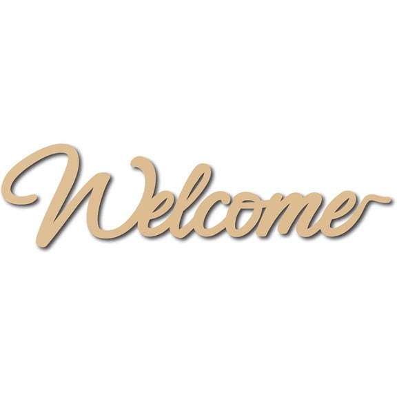 Laser Cut Wood Sign Word Wall Art Welcome Letter Sign Decorative Wall Sculpture Hanging Decor Unfinished Wooden Cutouts Words DIY