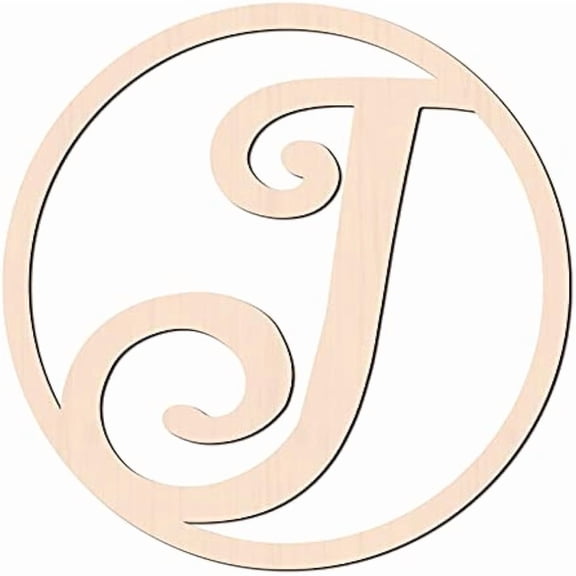 Laser Cut Wooden Wall Sculpture Torus Wall Art Home Decor Artwork Flat Round with Letter BurlyWood Letter.J 310x6mm Beige