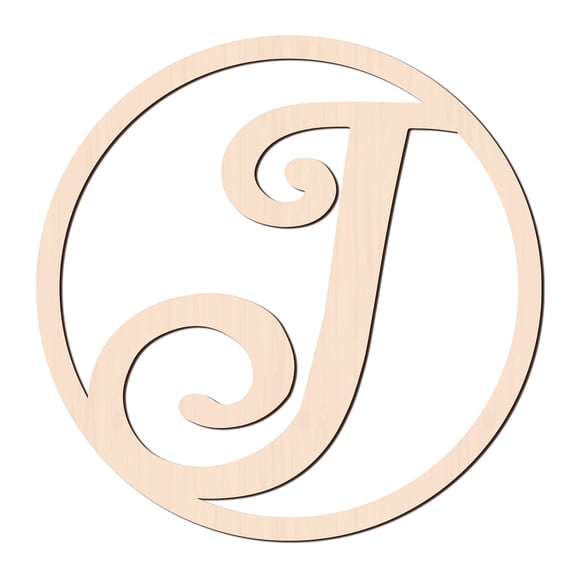 Laser Cut Wooden Wall Sculpture Torus Wall Art Home Decor Artwork Flat Round with Letter BurlyWood Letter.J 310x6mm for DIY